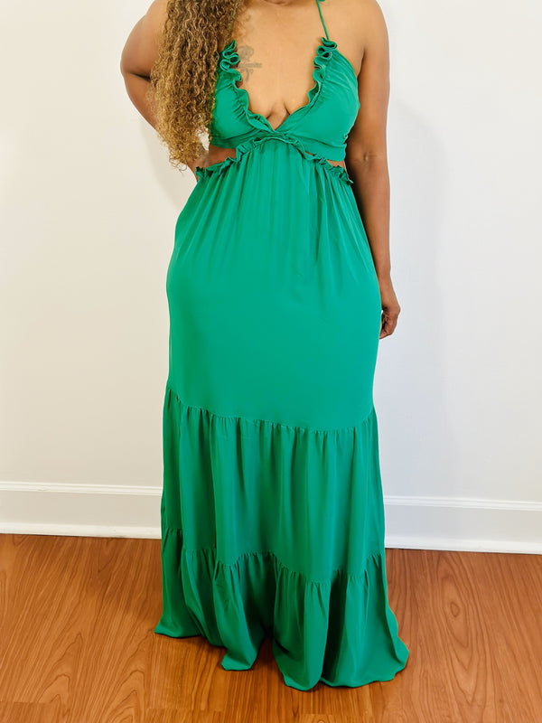 Green flowy maxi dress