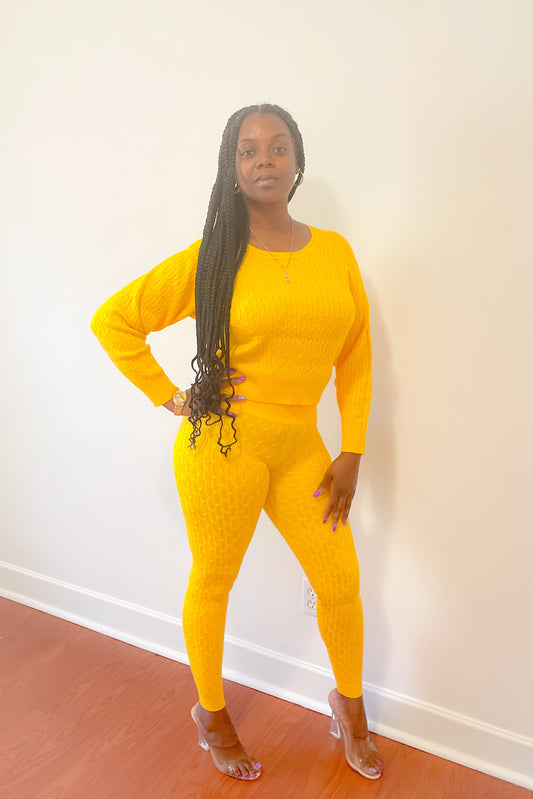 Butta Knit Set (Mango yellow)