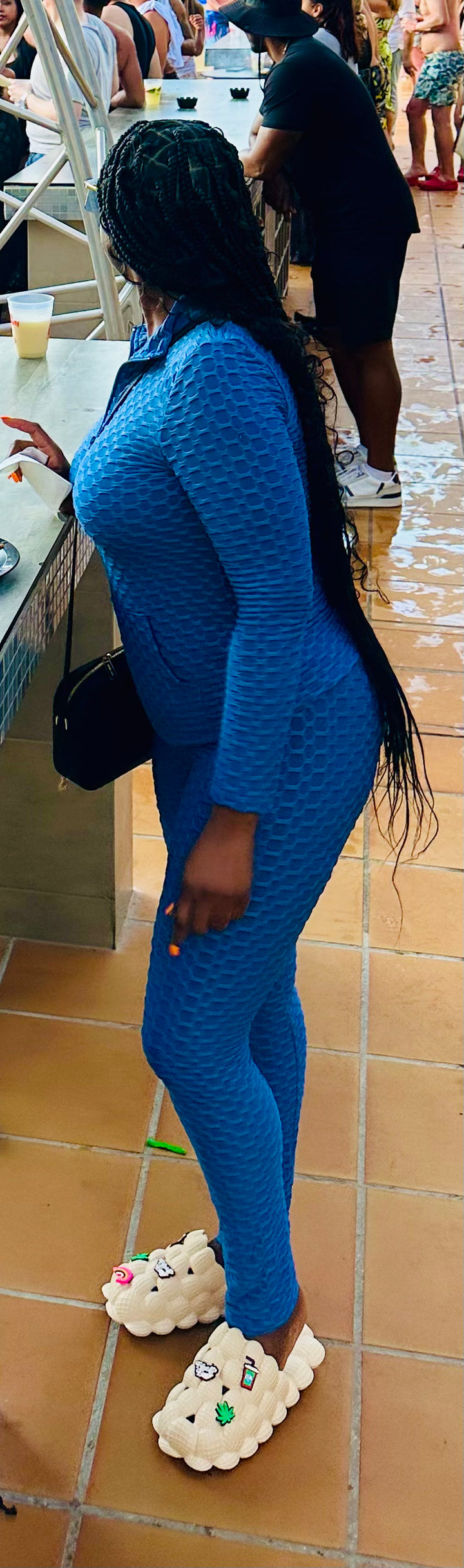 Blue matching active jogger set