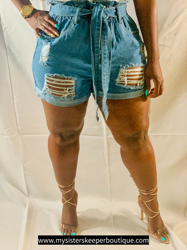STICK BESIDE HIM SHORTS WITH BELT (Denim) - My Sister's Keeper Boutique LLC