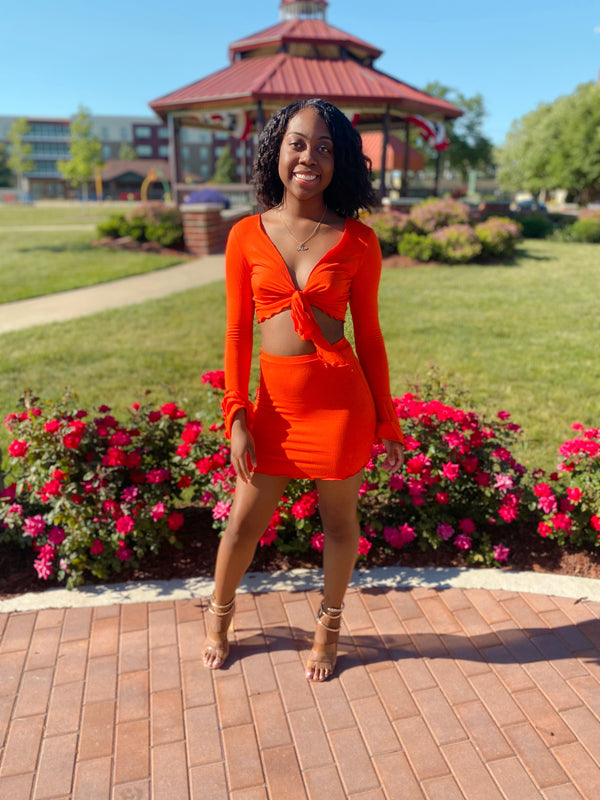 SASHA TWO PIECE SKIRT SET (Orange) - My Sister's Keeper Boutique LLC