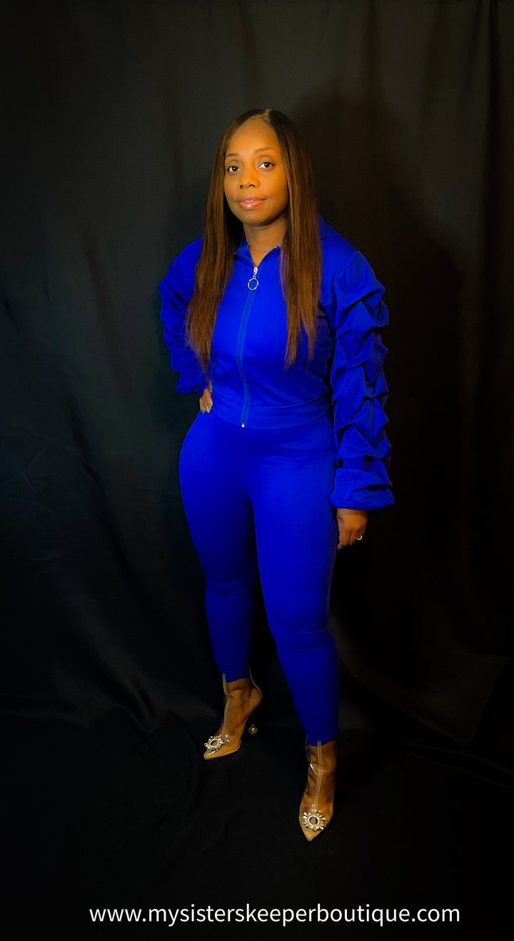 ROYALE 2 PIECE JOGGER SET (Blue) - My Sister's Keeper Boutique LLC