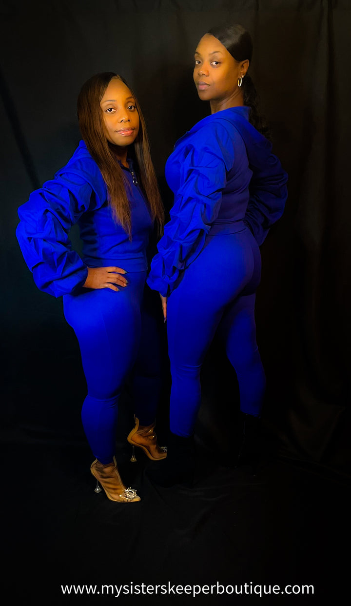 ROYALE 2 PIECE JOGGER SET (Blue) - My Sister's Keeper Boutique LLC