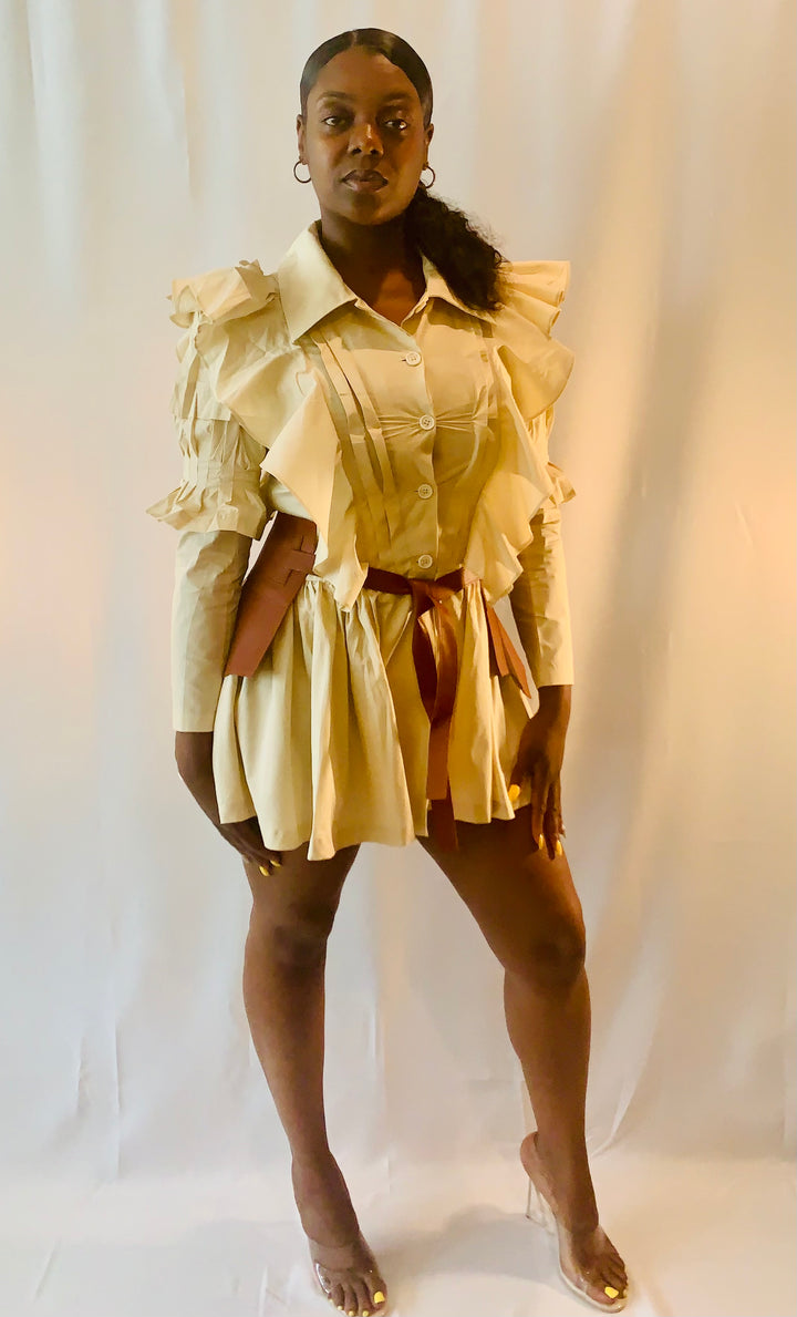 RODEO SHIRT/DRESS WITH CORSET (Brown) - My Sister's Keeper Boutique LLC