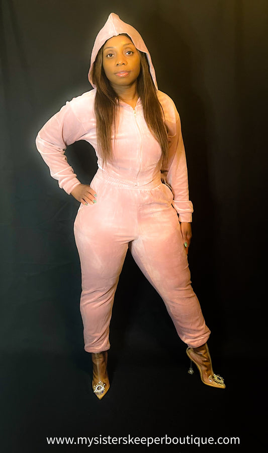 ROSE 2 PIECE VELOUR JOGGER SET (Pink) - My Sister's Keeper Boutique LLC