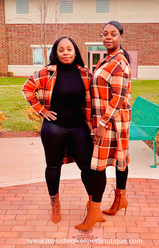 FLANNEL BUTTON UP JACKET (Rust) - My Sister's Keeper Boutique LLC